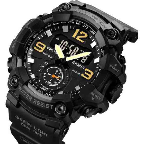 Часы спортивные спорт SKMEI 1965BK BLACK, Тактические часы для зсу для походов RM-73 Львов
