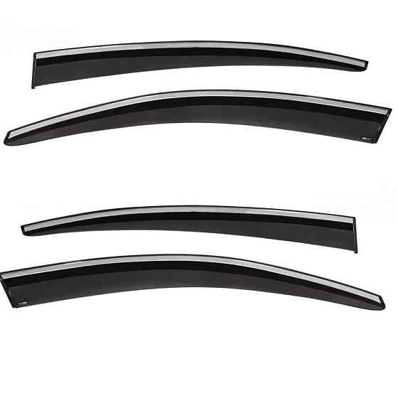 Дефлекторы окон (ветровики) с хром полосой Volkswagen Passat (B6) 2006-2010, 4шт, SunPlex, седан, на скотче Винница