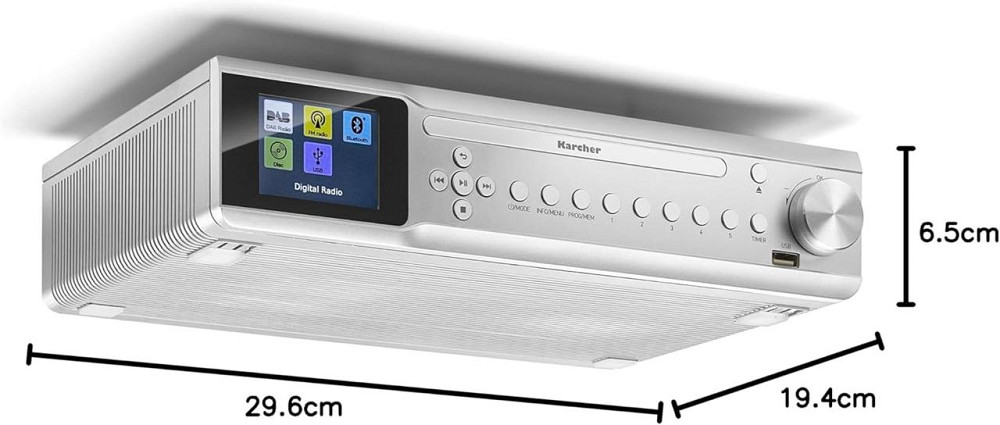 Радіо Karcher RA 2060D-S сріблясте DAB+ FM Bluetooth CD MP3 USB 30 станцій будильник таймер 2.4" дисплей кухонна радіо з Київ - фото 4