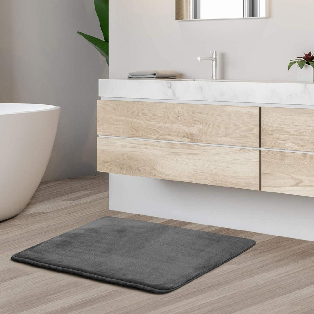 Антиковзкий М'який килимок для ванної Aquarius з ефектом пам'яті 40 х 60 см Графіт Гладкий Буча - фото 6