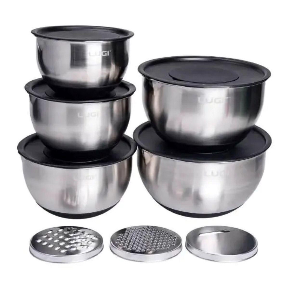 Набор мисок из нержавеющей стали 5 штук с крышками и терками салатники из нержавейки 5/4/ 2.5/2/1.5 л LG-01/5PCS Киев - изображение 1