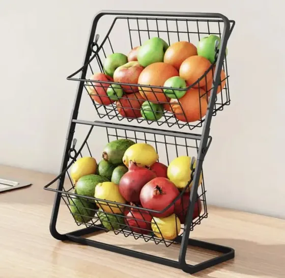 Универсальный кухонный металлический органайзер, двусторонняя полка для овощей, фруктов, приправ (39x28x18см) Коломия