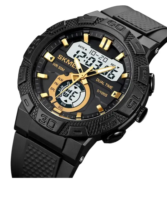 Чоловічий спортивний годинник Skmei 1881 (Чорний із золотистим і білим циферблатом) Вінниця - фото 4