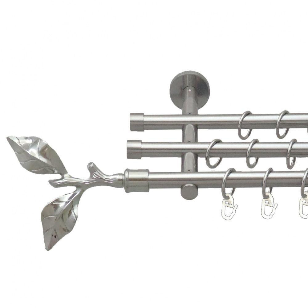 Карниз Orvit Листок Троянди металевий трирядний циліндр (20 см) гладка труба кільце металеве Нержавіюча Сталь 16\16\16 мм 200 см Львів - фото 1