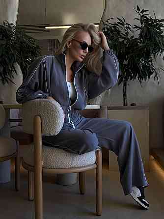 Женский стильный костюм двойка: кофта и штаны в спортивном стиле купра с бархатным напылением Серый, 42/44 Одесса