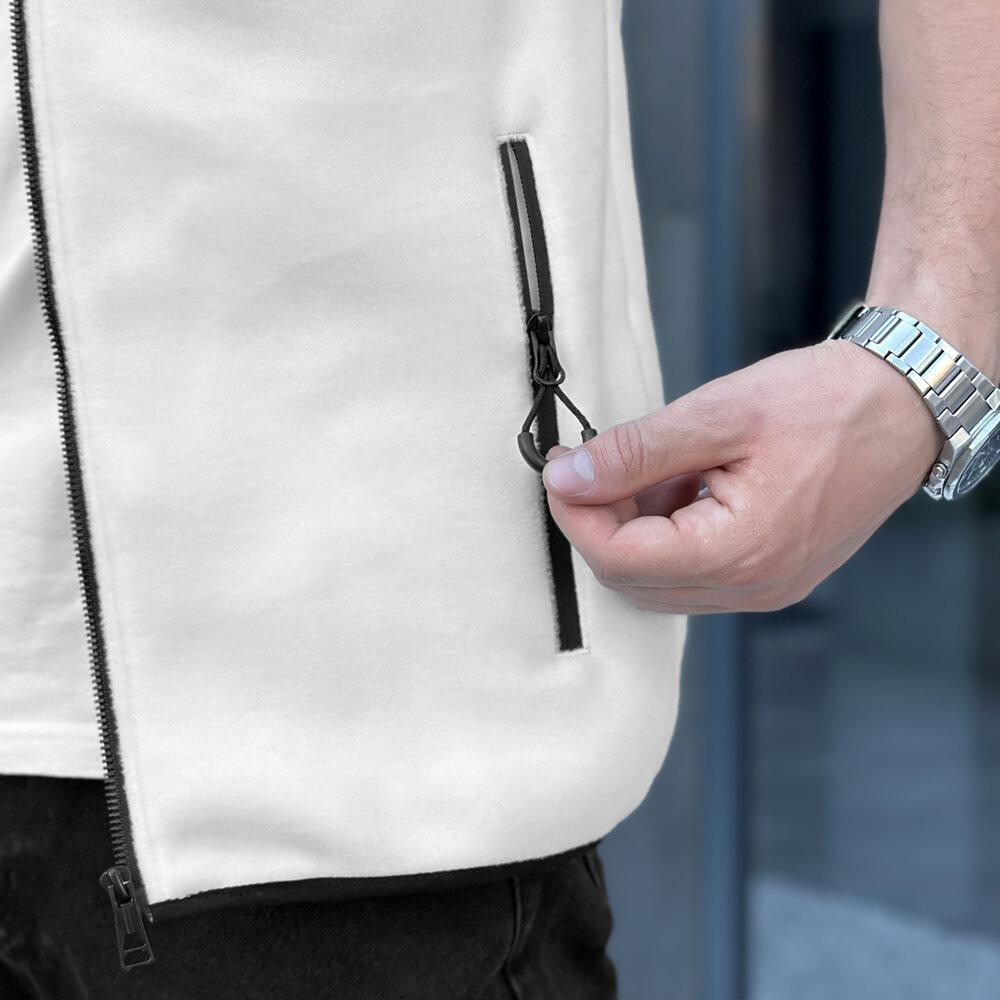 Чоловіча флісова жилетка Pobedov Wolf молочно-чорна Київ - фото 2