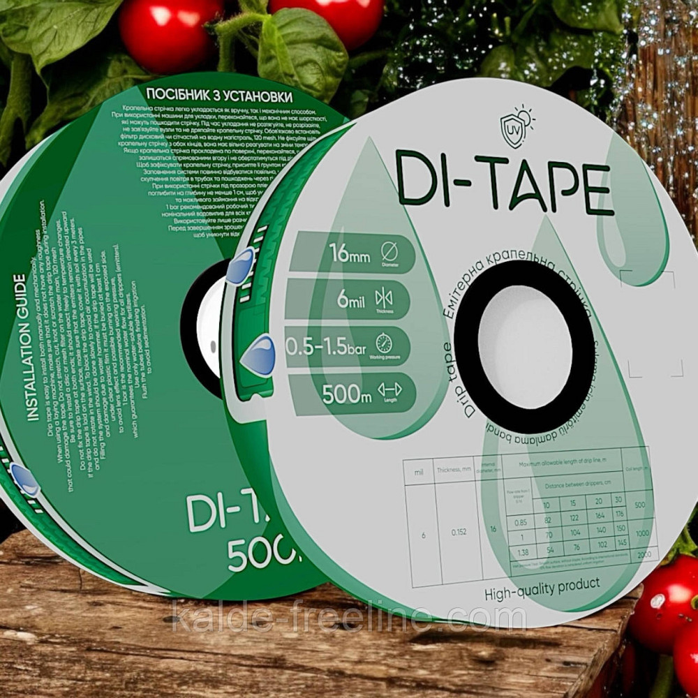 Крапельна стрічка емітерна Di-Tape крапельниці через 30 см витрата 1,00 л/год, довжина 1000 м (DI-30-1000) Харьков - изображение 2