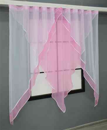 Кухонная занавеска VR-Textil № 029к розовый с белым 280х170 см (59-941) Киев