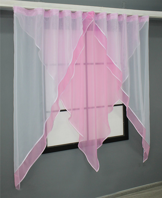 Кухонная занавеска VR-Textil № 029к розовый с белым 280х170 см (59-941) Киев - изображение 2