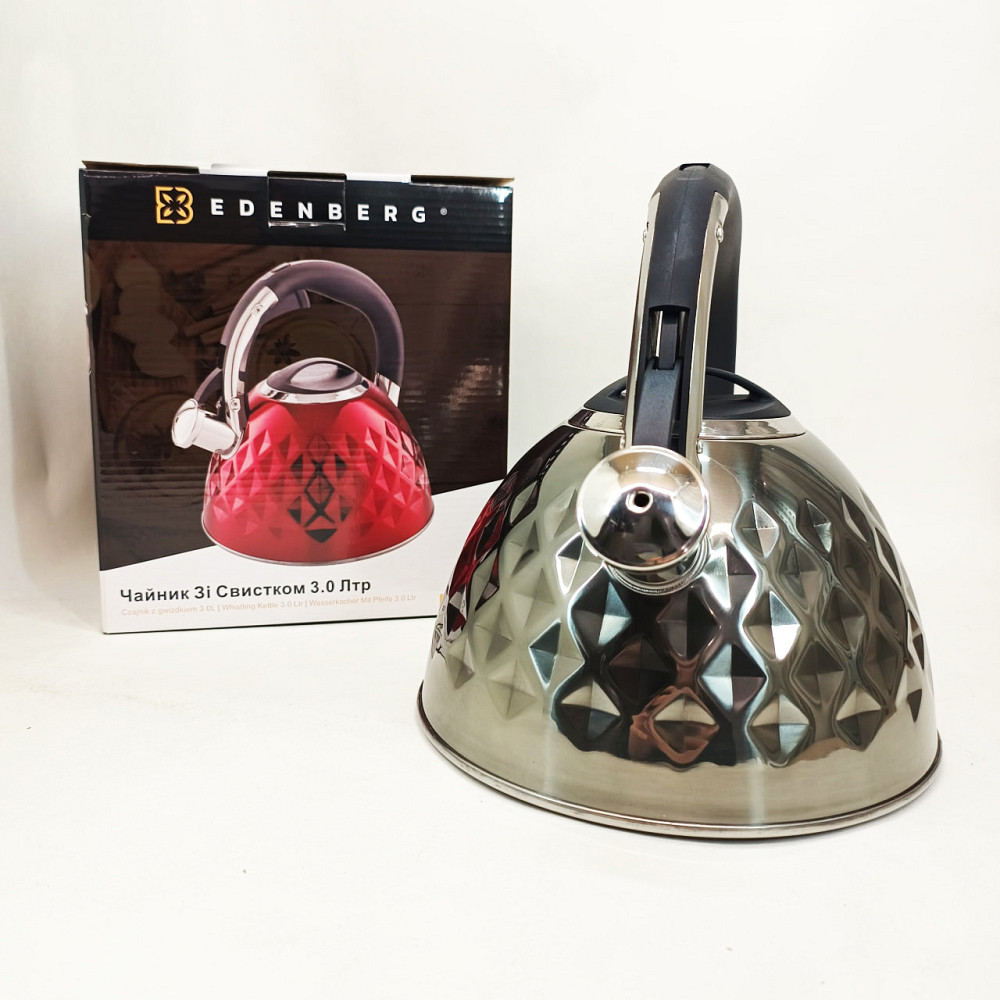Чайник на три литра для плиты, Чайник с удобным носиком для налива воды Современный со свистком EO-72 Львов - изображение 2