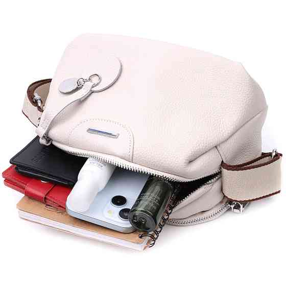 Элегантная сумка на два отделения из натуральной кожи Vintage 22593 Белый Киев