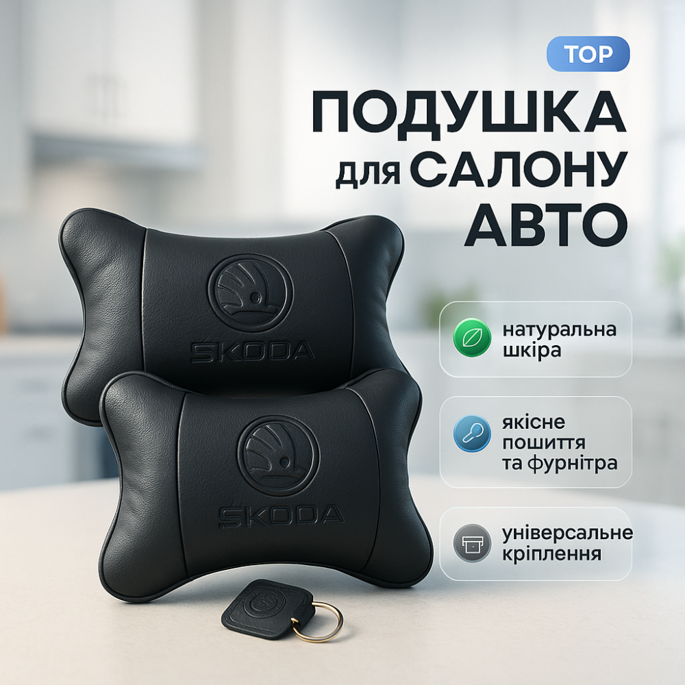 Подарунок водієві Skoda, Утримуюча подушка для шиї в автомобілі, Подушки для шиї на підголівник ZE-85 Львів - фото 17