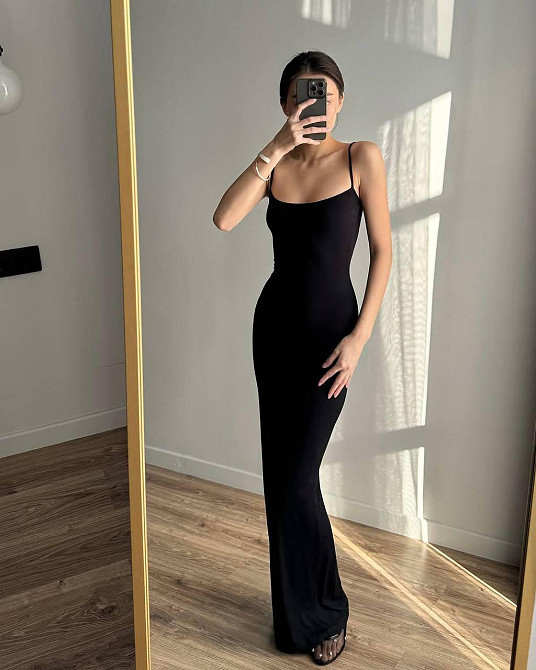 Женское элегантное вечернее длинное платье из эластичной вискозы Черный, 44/46 Одесса - изображение 1