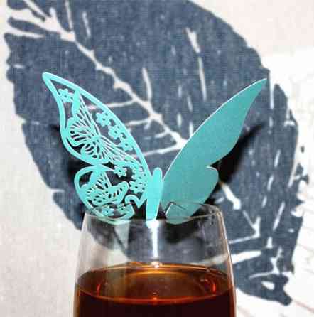 Карточки для гостей Бабочки 10 штук 8 на 9 см бирюзовый Киев