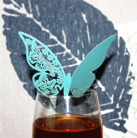 Картки для гостей Метелики 10 штук 8 на 9 см бірюзовий Київ - фото 1