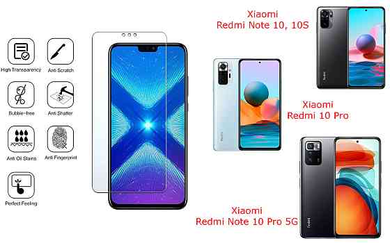 Защитное стекло NeoGlass для Xiaomi Redmi Note 10, 10S, 10 Pro, 10 Pro 5G – ультрапрозрачное и устойчивое Киев