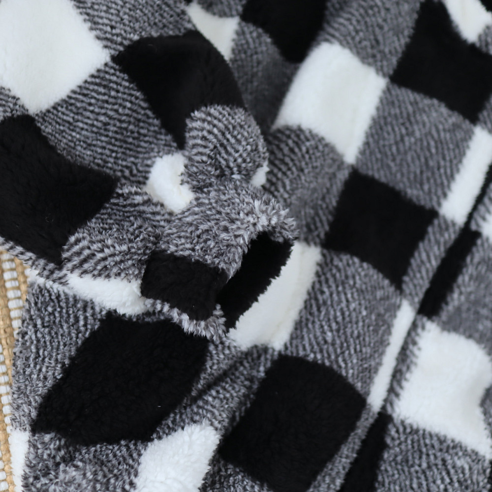 Дитяча тепла куртка тедді на змійці в чорно білу клітинку Кам'янець-Подільський - фото 5