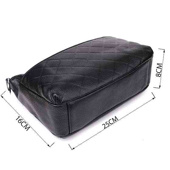 Стильна жіноча сумка з двома ремінцями із натуральної шкіри Vintage 22926 Чорний Київ