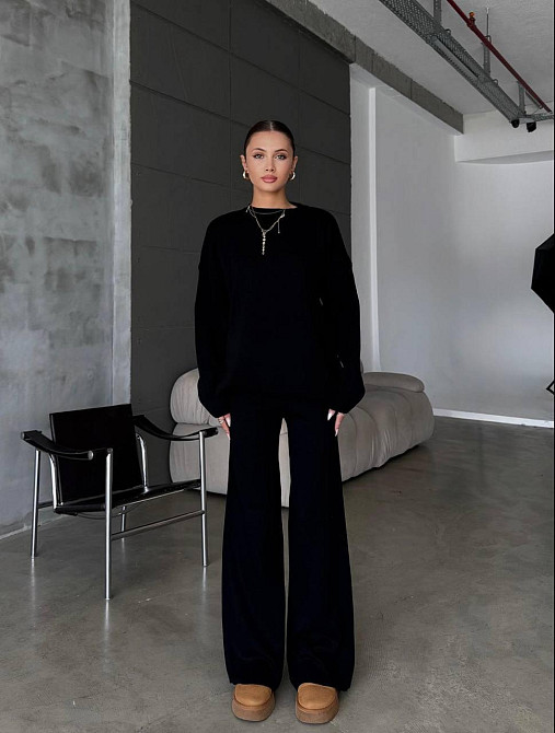 Жіночий затишний базовий костюм двійка з турецької ангори-кашемір Чорний, 42/44 Одеса - фото 1