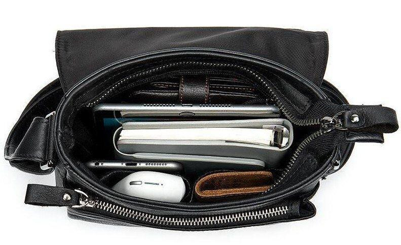 Сумка-мессенджер кожаная Vintage 20015 Черная Киев - изображение 10