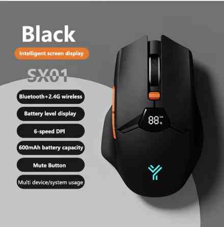 Мишка Бездротова Ігрова SX01 600 мАг Bluetooth DPI для Пк і ноутбуків Чорна Запоріжжя
