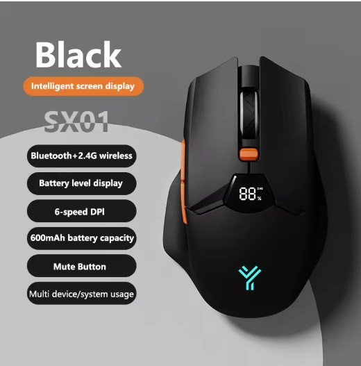 Мишка Бездротова Ігрова SX01 600 мАг Bluetooth DPI для Пк і ноутбуків Чорна Запоріжжя - фото 2