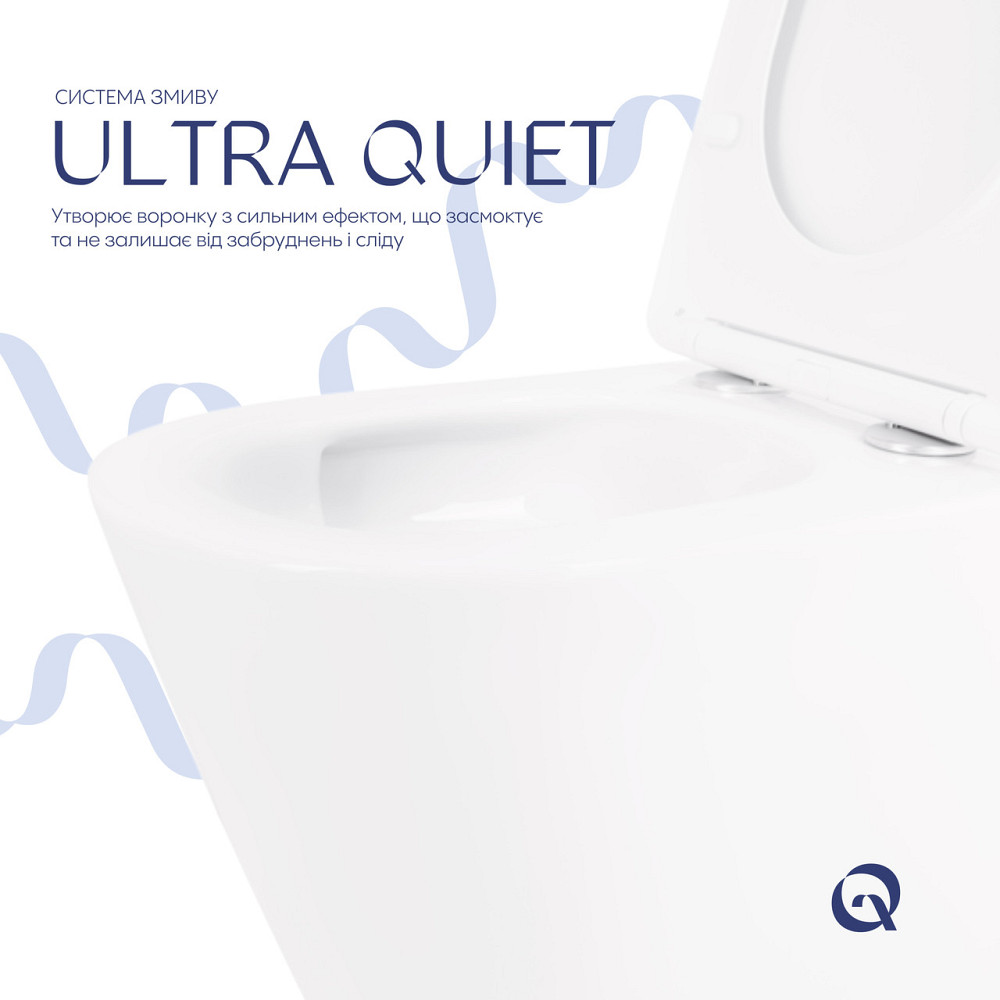 Унітаз підвісний Qtap Swan безобідковий Ultra Quiet із сидінням Soft-close QT16335179W Київ - фото 5