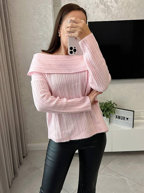 Жіночий романтичний светр з відворотом машинна вʼязка Одеса - фото 1