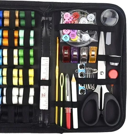 Набор иголок и нитей,в тканевом пенале для шитья, начальный для ручного шитья для начинающих 172 шт. Каменец-Подольский