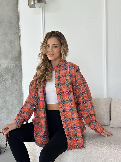 Женская трендовая оверсайз рубашка в клетку коттон варка Одесса - изображение 5