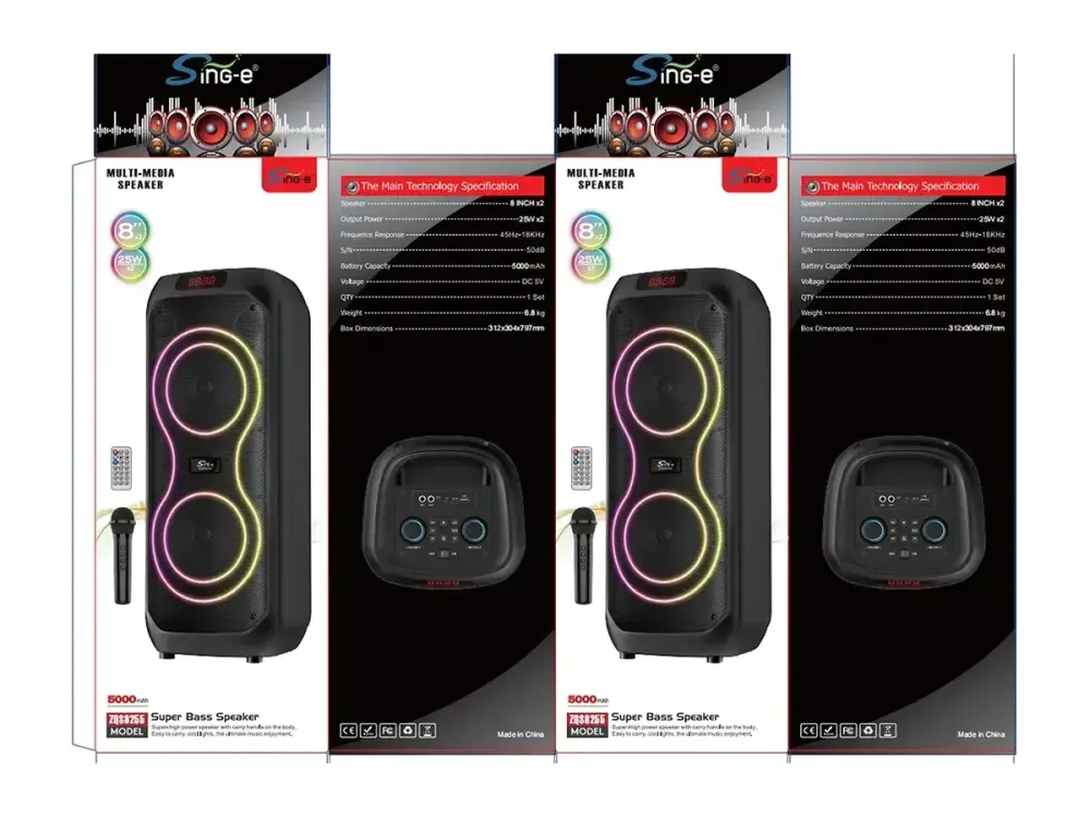 Колонка музична портативна Bluetooth ZQS8255, 60Вт, 2 динаміки, FM-радіо, LED підсвічування, USB, TF, AUX Одеса - фото 1