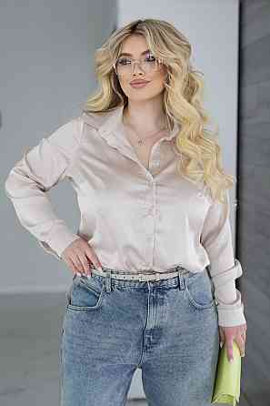 Жіноча шовкова сорочка класична "Milena" |Батал Бежевий, 54-56 Київ