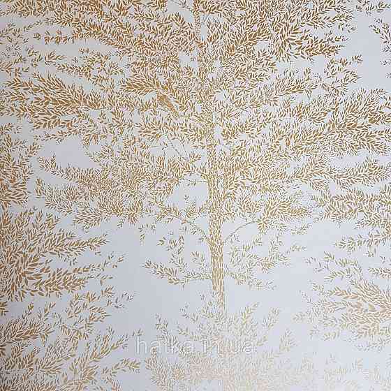 Шпалери вінілові на флізелін Caselio The Place to bed 0.53х10 м природа дерева гілки золотисті на блакитному Київ