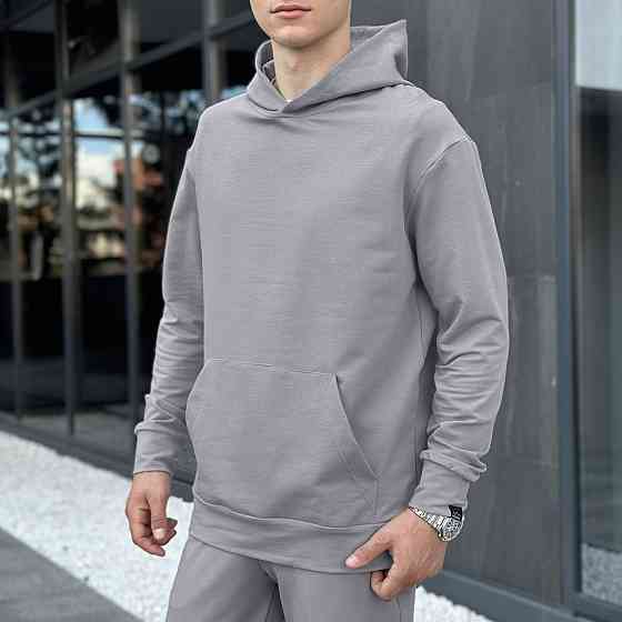 Чоловіче демісезонне худі з капюшоном сталеве Pobedov 001 Київ