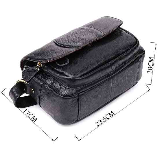 Качественная сумка из натуральной кожи для стильных женщин Vintage 22972 Черный Киев