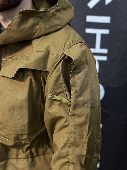 Чоловіча армійська куртка койот ріп-стоп з водозахистом манжетами липучками Львів - фото 8