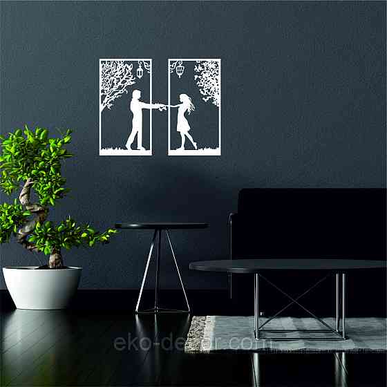 Декоративное настенное Панно «Девушка и парень» Декор на стену 70*55 см, Белый Киев