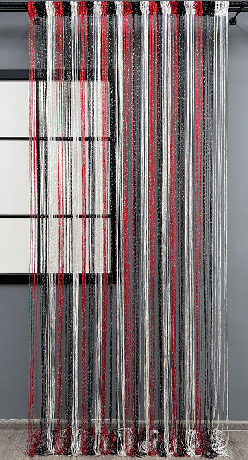 Штори-нитки "Кісея" з люрексом Червоний з чорним і білим 300х300см 1 шт (61-095) Київ - фото 3