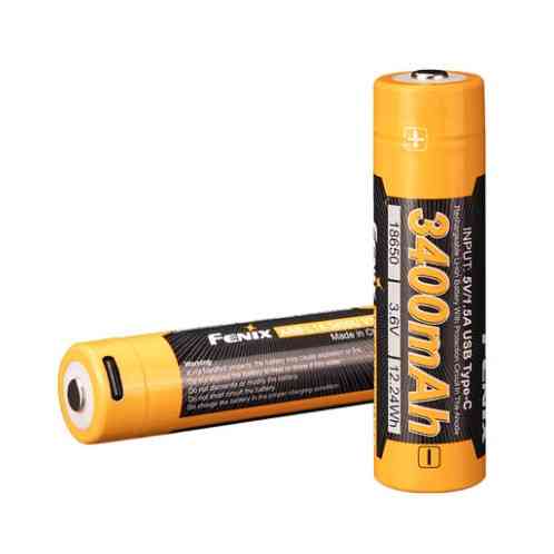 Аккумулятор 18650 Fenix 3400mAh 3.6V Li-ion с Type-C зарядкой (Черно-желтый) Киев