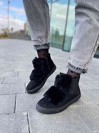 Женские ботинки LX17-219 черные эко-замша зима высота 11см размер 37-38 (1142) Коломия