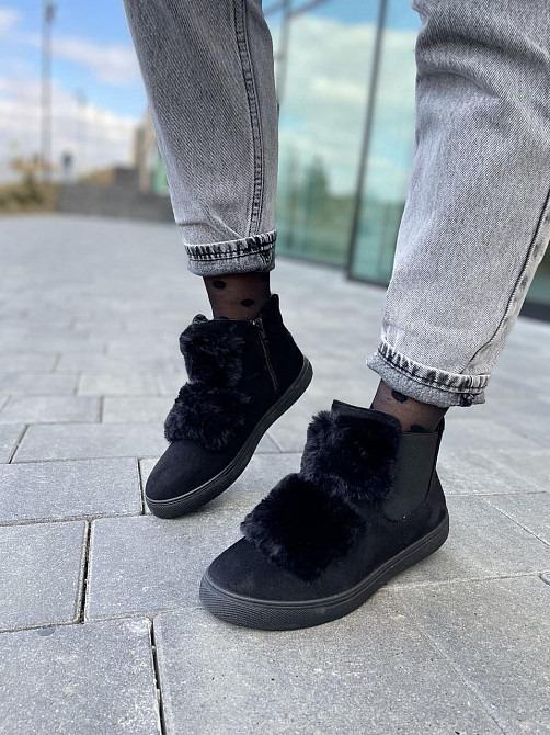 Женские ботинки LX17-219 черные эко-замша зима высота 11см размер 37-38 (1142) Коломыя - изображение 3