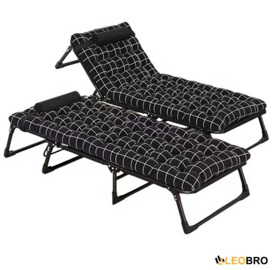Розкладачка з подушкою LEOBRO FB-S04-PP чорний з білим | Складане ліжко 193×68 см Київ