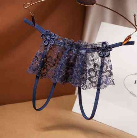 Трусики з розрізом мереживні з блискітками one size синій Київ