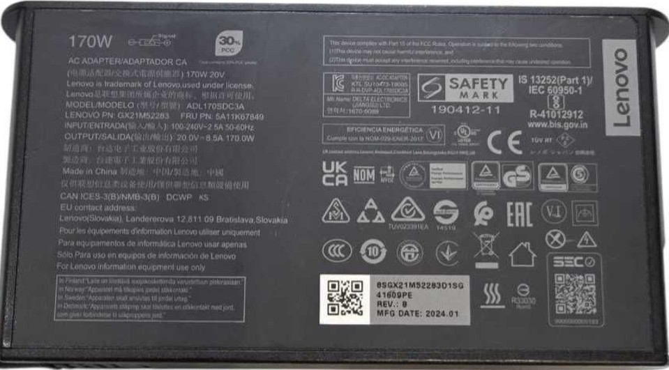 Lenovo 20v 8.5A 170 w USB pin Square Оригинальный блок питания Харьков - изображение 1