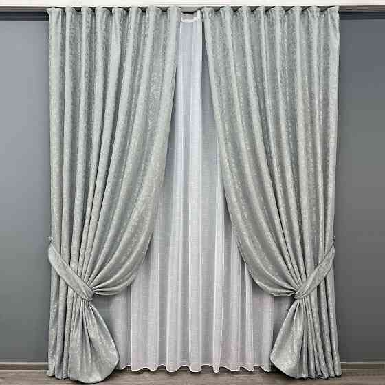 Комплект готових штор VR-Textil Льон мармур Pavliani ХО № 1911ш Світло-сірий 150х250 см 2 шт (39-975) Київ