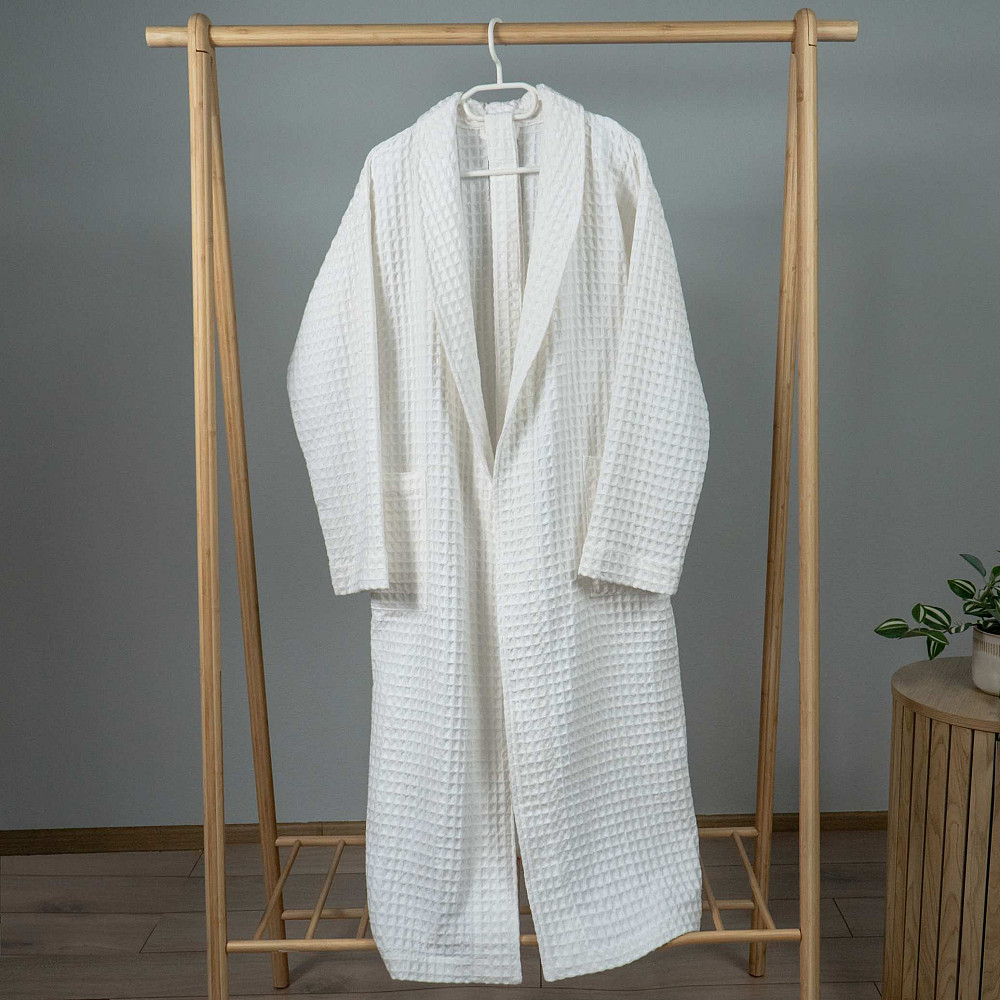 Вафельний халат чоловічий з коміром, довгим рукавом YouStar 100% бавовна 380 г/м2 (Білий) M Суми - фото 9