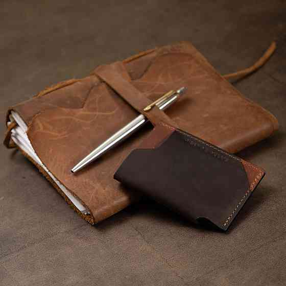 Шкіряний незвичайний картхолдер Коричневий (GRANDE PELLE) Київ