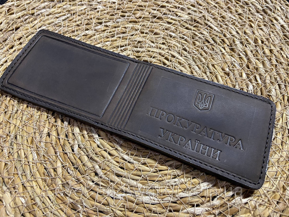 Шкіряна обкладинка на посвідчення Прокуратура України коричневого кольору Київ - фото 2