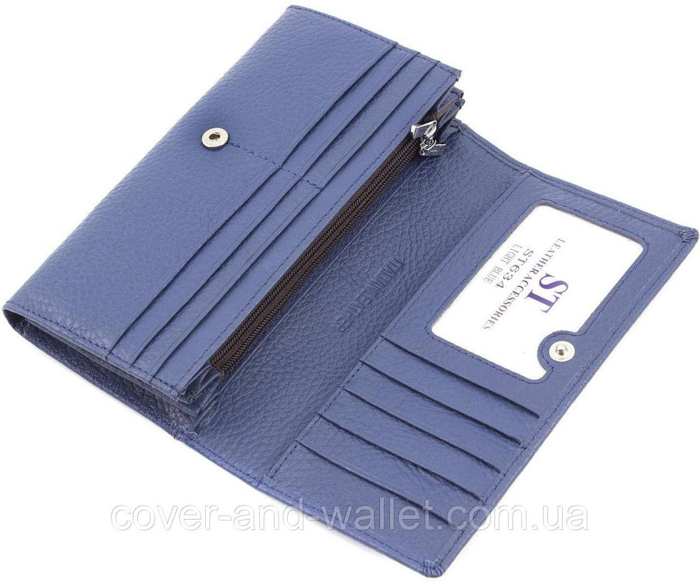 Жіночий шкіряний гаманець середнього розміру на кнопці ST Leather Київ - фото 4