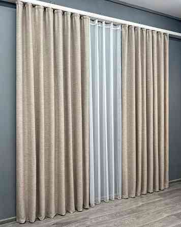 Комплект штор VR-Textil TWEED_V 200х270 2шт і Тюль 500х270 1917ш-1153т Бежевий з білим 71-142/6 Київ